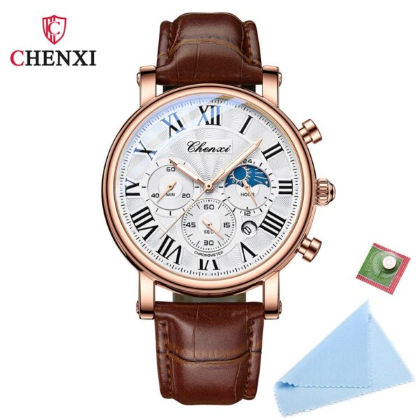 New Watches Men Top Brand Luxury Leather Strap Date Quartz Clock Male Waterproof Chronograph Men Watch Business Fashion - Image 8