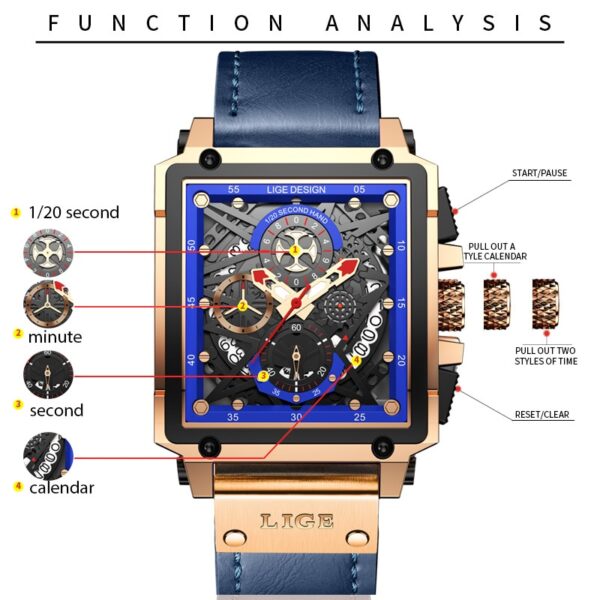 New Men Watches Top Brand Luxury Hollow Square Sport Watch For Men Fashion Leather Strap Waterproof Quartz WristWatch - Image 12