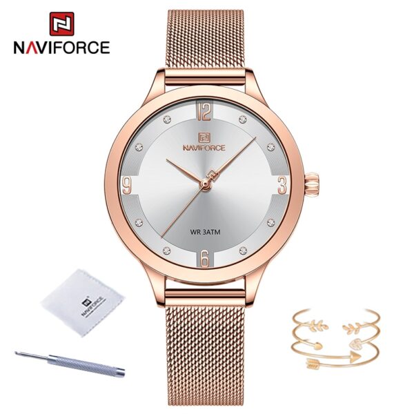 New High Quality Quartz Female Clock Mesh Stainless Steel Silver Blue Waterproof Ladies Bracelet - Image 16