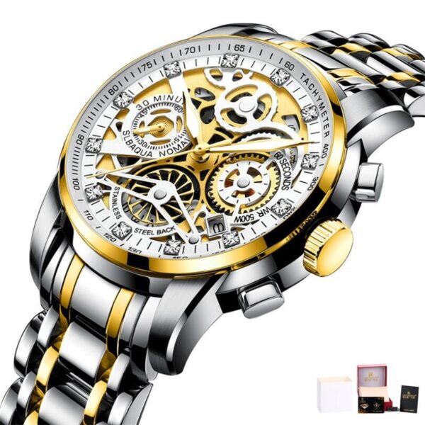 Men Watches Tourbillon Rotating Window Top Luxury Brand Fashion Quartz Men Watch Waterproof Gold Steel Business Wristwatch - Image 13