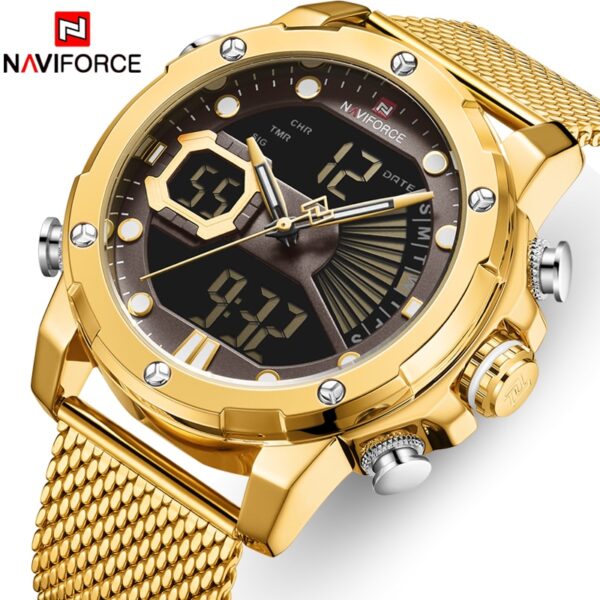 Original Watches For Men Luxury Brand Quartz Dual Display Military Sports Wrist Watch Mesh Steel Band Waterproof Clock - Image 6