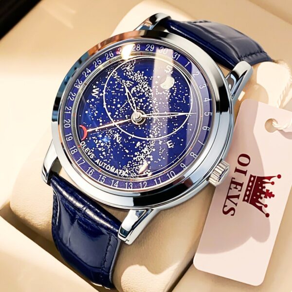 OLEVS Men Mechanical Watch 43.5mm Dial Rotating Watch Second Hand Luminous Star Men's Watch Hombres Mecánico Superficie 9923 - Image 6