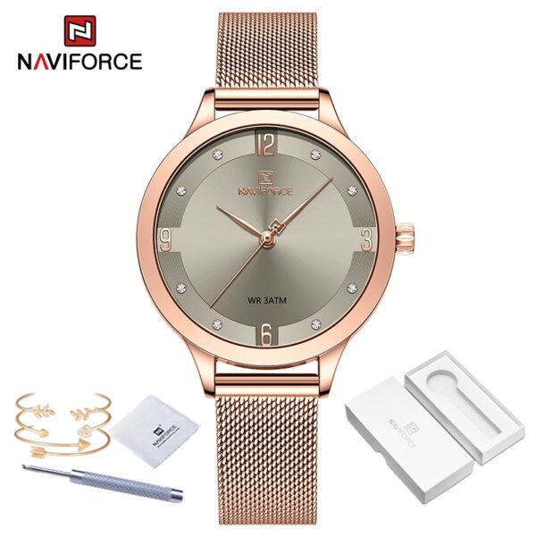 New High Quality Quartz Female Clock Mesh Stainless Steel Silver Blue Waterproof Ladies Bracelet - Image 15