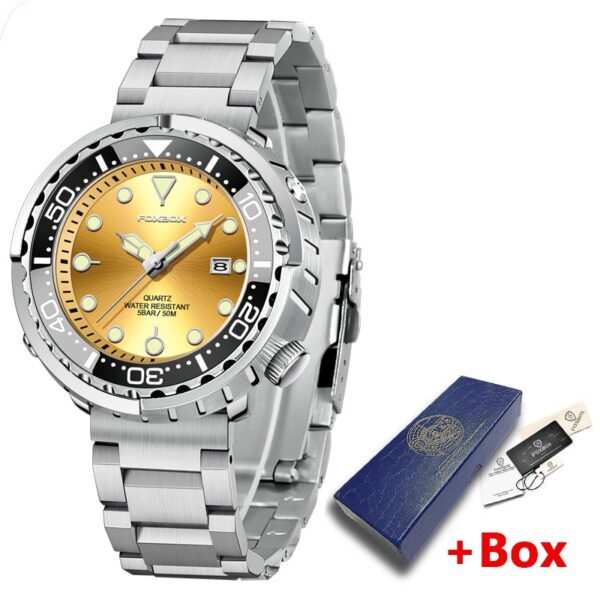 New Men Watches 5ATM Sports Waterproof Quartz Wristwatch Luminous Clock with Steel Bezel Watch for Men Relogio Masculino+Box - Image 3