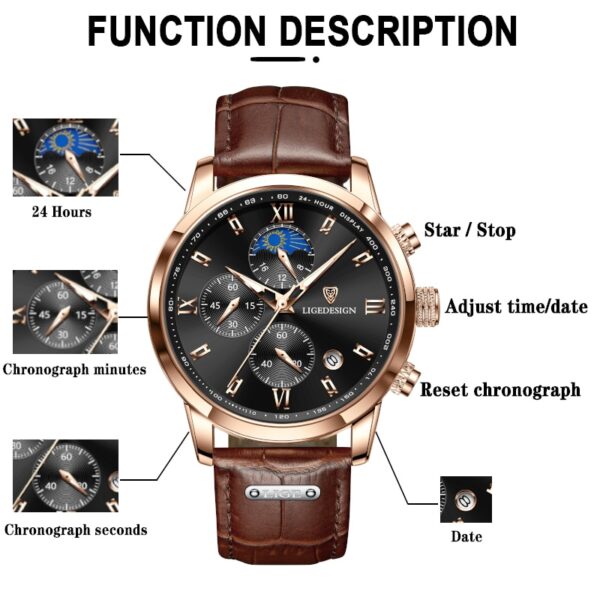 Men Watches Waterproof Luminous Top Brand Luxury Leather Casual Sports Quartz Wristwatch Military Man Watch For Men relogio - Image 7