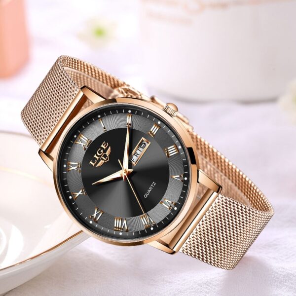 Women Watch Bracelet Quartz Clock Movement Simple Waterproof Rose Gold Stainless Steel Mesh Ladies Watches - Image 5