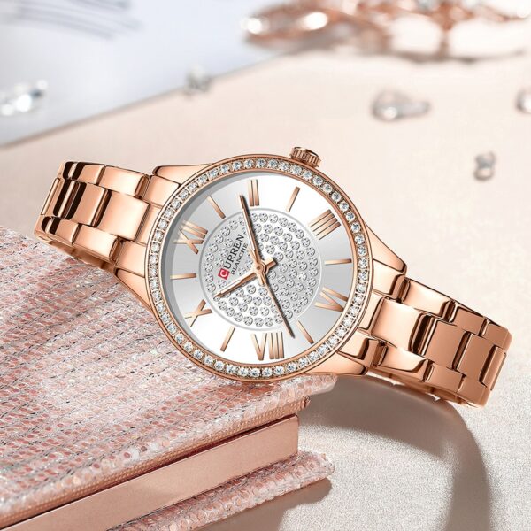 Rhinestones Rose Dial Fashion Watches with Stainless Steel Band New Quartz Wristwatches for Women - Image 17