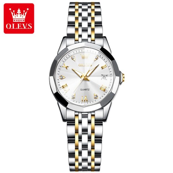 OLEVS Quartz Watch for Women Solid Stainless Steel Strap Rhombus Design Elegant Ladies Wristwatch Bracelet Necklace Gift Box Set - Image 10