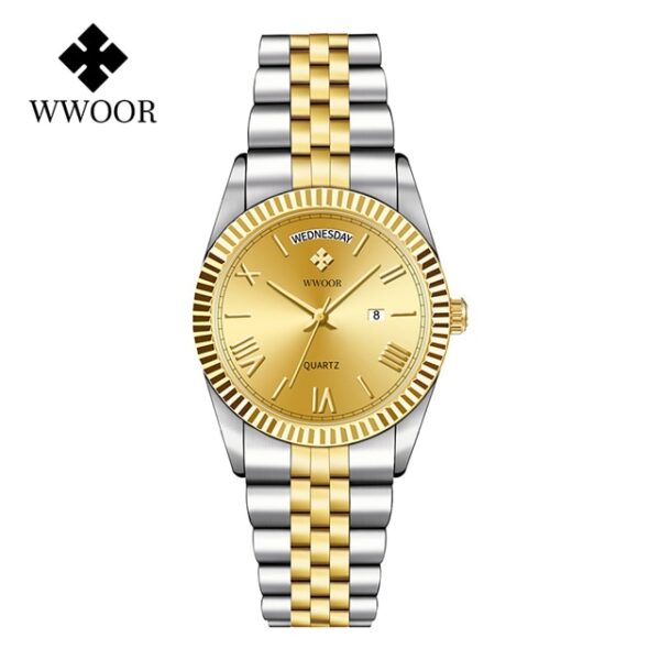 New Gold Watches Mens Luxury Stainless Steel With Calendar Warter proof Male Clock Week Quartz Wristwatch Relogio Masculino - Image 19