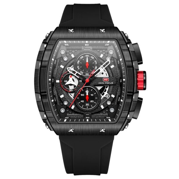 Chronograph Quartz Watches for Men Military Sport Silicone Strap Waterproof Wristwatch with Tonneau Dial Auto Date - Image 10