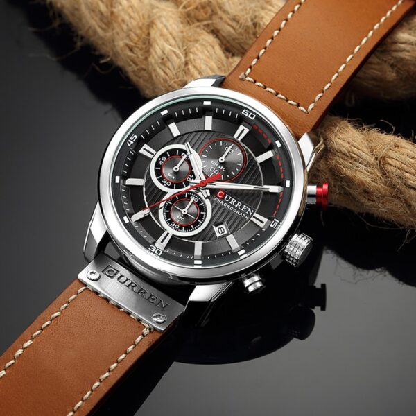 New Men Leather Sports Watches Men's Army Military Quartz Wristwatch Chronograph Male Clock Relogio Masculino - Image 7