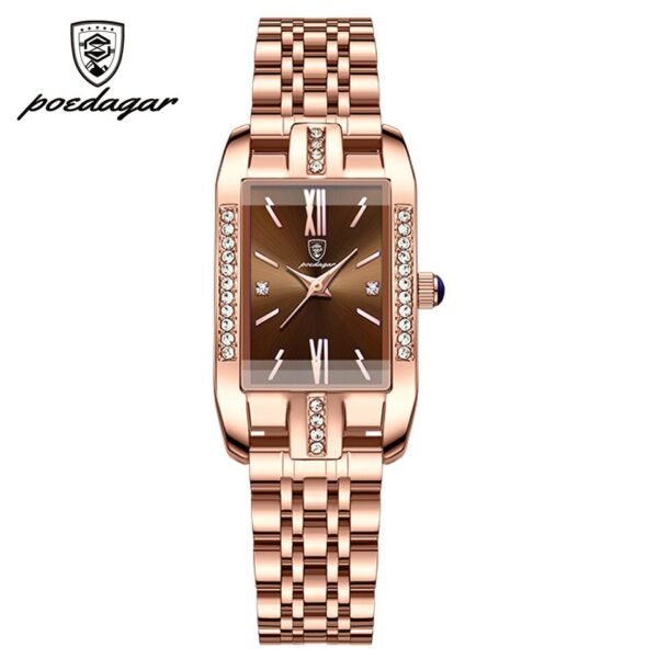 POEDAGAR High Quality Diamond Watch Top Brand Luxury Fashion Business Rectangle Waterproof Quartz Ladies Watches Stainless Steel - Image 8