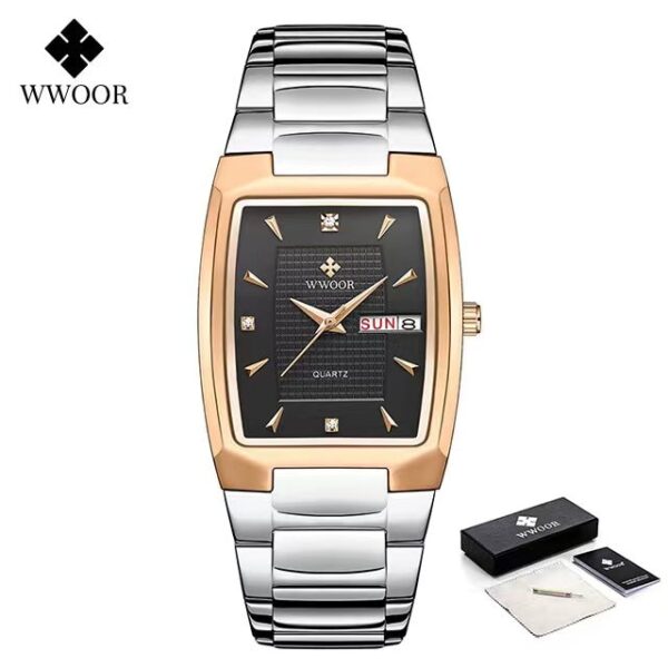 Men's Wristwatch  WWOOR Brand Luxury Quartz Watch Waterproof Business Male Date Clock Casual Fashion Black Relogio Masculino - Image 3