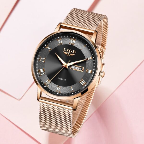 Women Watch Bracelet Quartz Clock Movement Simple Waterproof Rose Gold Stainless Steel Mesh Ladies Watches - Image 14