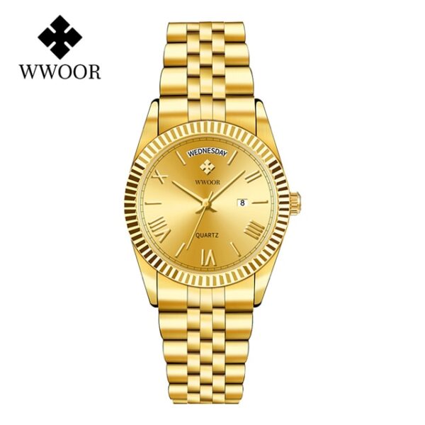 New Gold Watches Mens Luxury Stainless Steel With Calendar Warter proof Male Clock Week Quartz Wristwatch Relogio Masculino - Image 14