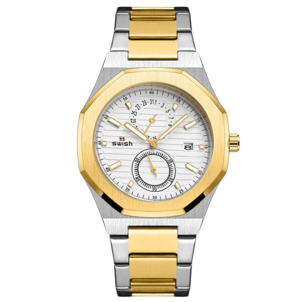 Fashion Octagonal Chronograph Quartz Watches Men Top Brand Luxury Golden Stainless Steel Wristwatch Man Waterproof 3ATM - Image 8