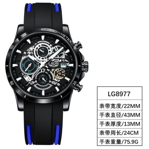 LIGE Mens Watches Brand Luxury Silicone Strap Waterproof Sport Quartz Chronograph Military Watch Men Clock Relogio Masculino+BOX - Image 5