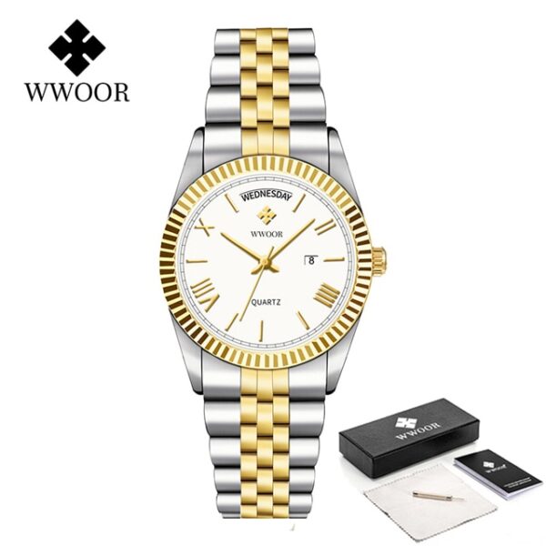 New Gold Watches Mens Luxury Stainless Steel With Calendar Warter proof Male Clock Week Quartz Wristwatch Relogio Masculino - Image 17