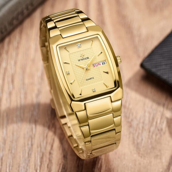 New Square Watch Men - Luxury Stainless Steel Gold Quartz Wristwatch