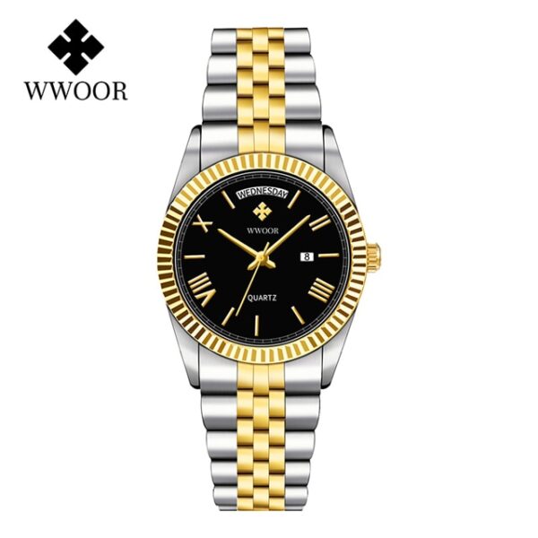 New Gold Watches Mens Luxury Stainless Steel With Calendar Warter proof Male Clock Week Quartz Wristwatch Relogio Masculino - Image 10