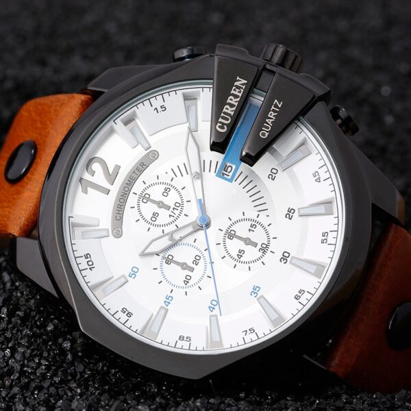 Men Watches Top Brand Luxury Gold Male Watch Fashion Leather Strap Outdoor Casual Sport Wristwatch With Big Dial - Image 12