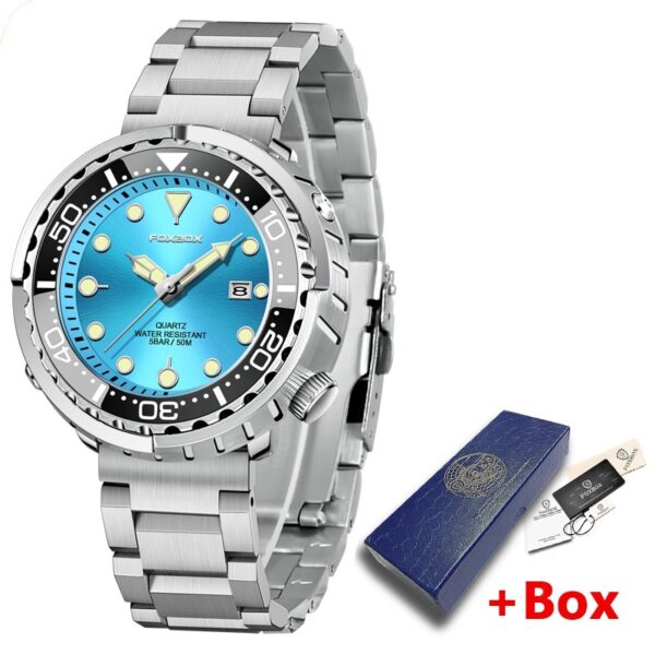 New Men Watches 5ATM Sports Waterproof Quartz Wristwatch Luminous Clock with Steel Bezel Watch for Men Relogio Masculino+Box - Image 24