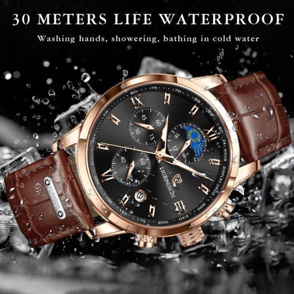 Men Watches Waterproof Luminous Top Brand Luxury Leather Casual Sports Quartz Wristwatch Military Man Watch For Men relogio - Image 4