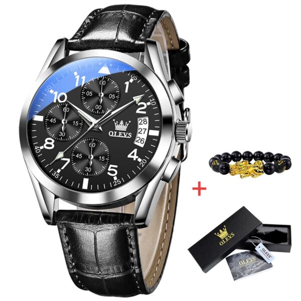 OLEVS 2878 Quartz Men Watch Classic Waterproof Luminous Wristwatch Leather Strap Date Display Luxury Top Brand Watch for Men - Image 5