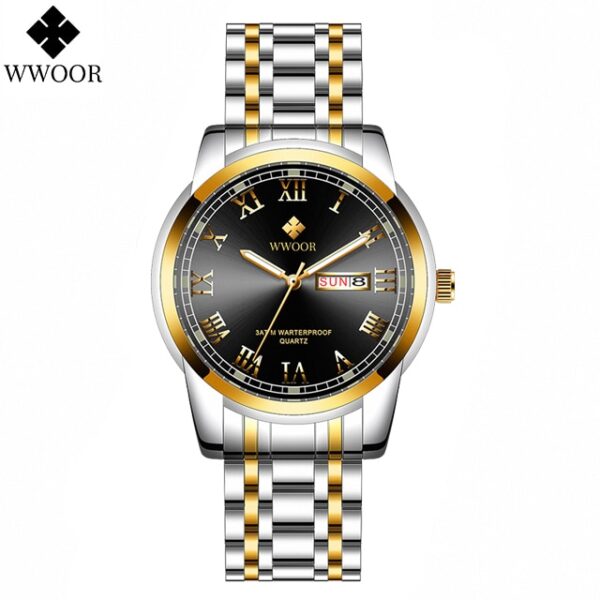 New Gold Watches Mens Luxury Stainless Steel With Calendar Warter proof Male Clock Week Quartz Wristwatch Relogio Masculino - Image 7