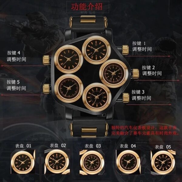 New Trend Luxury Men Watches Large Dial Silicone Waterproof Watch for Men Bar Nightclub Show Multi-dial Quartz Wristwatch Clock - Image 3