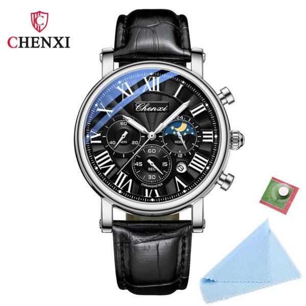 New Watches Men Top Brand Luxury Leather Strap Date Quartz Clock Male Waterproof Chronograph Men Watch Business Fashion - Image 3