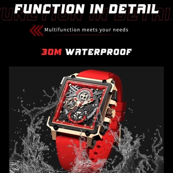 Top Brand Luxury Mens Watches Square Digital Sports Quartz Wrist Watch for Men Waterproof Stopwatch Relogio Masculino - Image 9