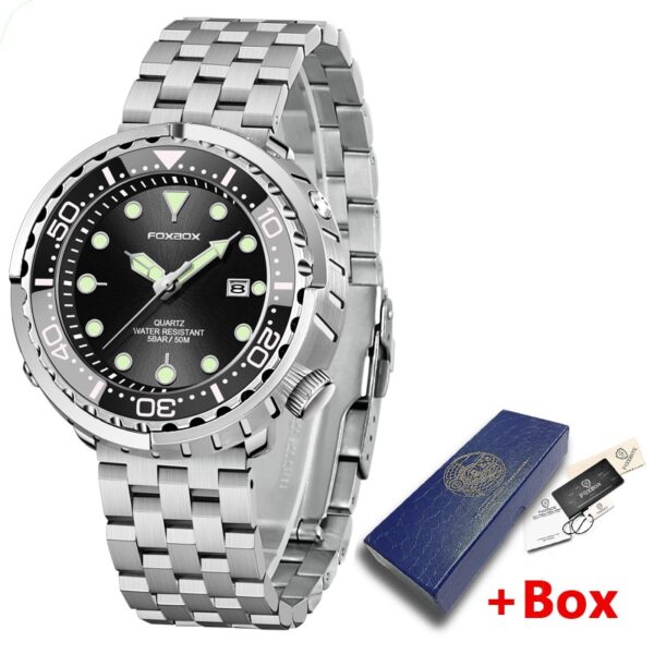 New Men Watches 5ATM Sports Waterproof Quartz Wristwatch Luminous Clock with Steel Bezel Watch for Men Relogio Masculino+Box - Image 5