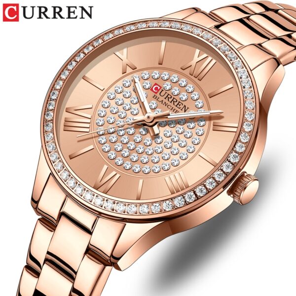 Rhinestones Rose Dial Fashion Watches with Stainless Steel Band New Quartz Wristwatches for Women - Image 16