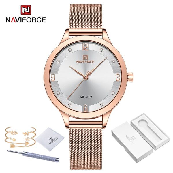 New High Quality Quartz Female Clock Mesh Stainless Steel Silver Blue Waterproof Ladies Bracelet - Image 13