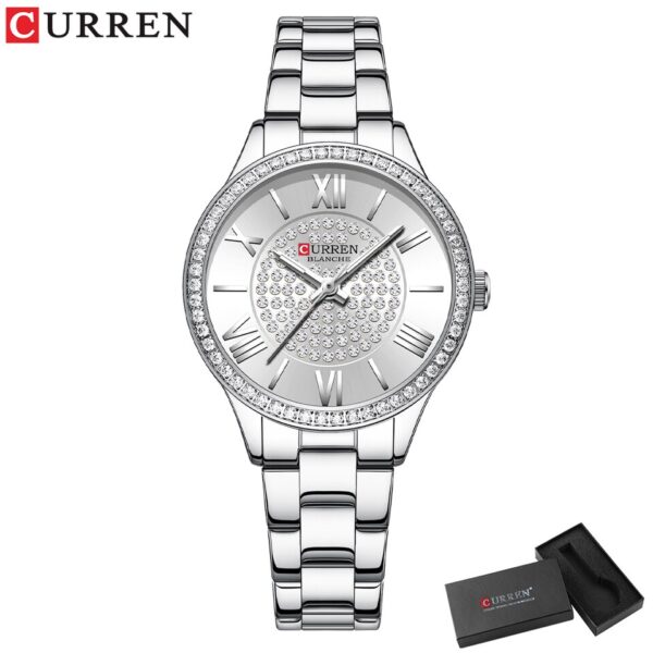 CURREN Luxury Rhinestones Rose Dial Fashion Watches with Stainless Steel Band New Quartz Wristwatches for Women - Image 7