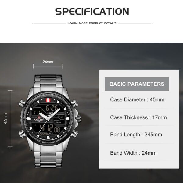 New Watches for Men Luxury Brand Digital Chronograph Sport Quartz Wristwatch Waterproof Military Steel Band Luminous Clock - Image 3