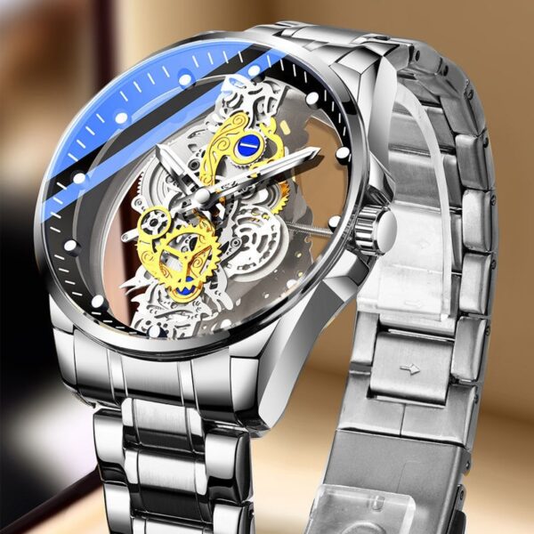 Authentic Skeleton Quartz Watch Stainless Steel Waterproof Men Watches Built-in Battery Drive Tansparent Luxury Original A4281 - Image 8