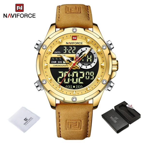 Luxury Brand Original Watches For Men Casual Sports Chronograph Alarm Quartz Wrist Watch Leather Waterproof Clock 9163 - Image 17