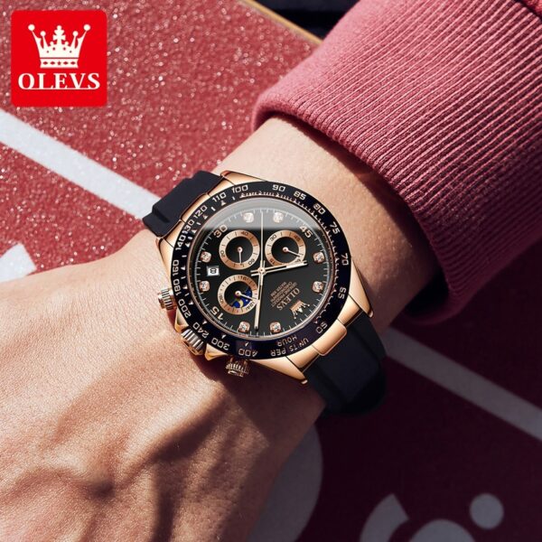 OLEVS New Luxury Men Watches Quartz Watch Silicone Sport Date Chronograph Waterproof Luminous Multifunction Men's Quartz Watch - Image 3