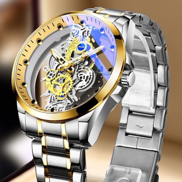 Authentic Skeleton Quartz Watch Stainless Steel Waterproof Men Watches Built-in Battery Drive Tansparent Luxury Original A4281 - Image 7