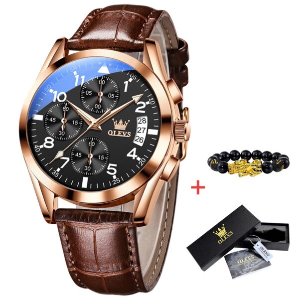 OLEVS 2878 Quartz Men Watch Classic Waterproof Luminous Wristwatch Leather Strap Date Display Luxury Top Brand Watch for Men - Image 8