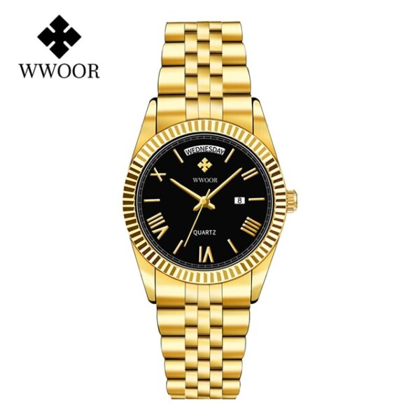 New Gold Watches Mens Luxury Stainless Steel With Calendar Warter proof Male Clock Week Quartz Wristwatch Relogio Masculino - Image 16