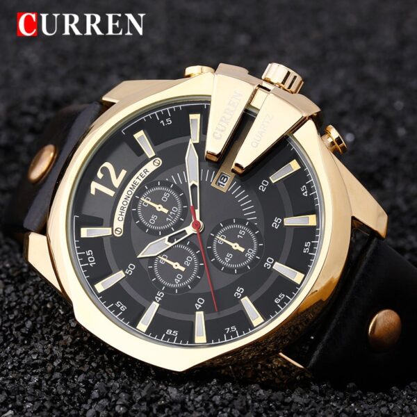 Men Watches Top Brand Luxury Gold Male Watch Fashion Leather Strap Outdoor Casual Sport Wristwatch With Big Dial - Image 13