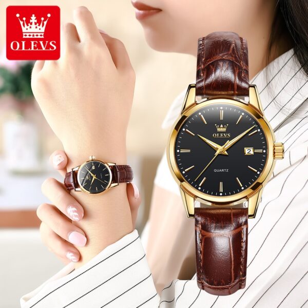 Super Thin Waterproof Women Wristwatch Fashion Genuine Leather Strap Quartz Watch for Women Luminous Calendar - Image 5