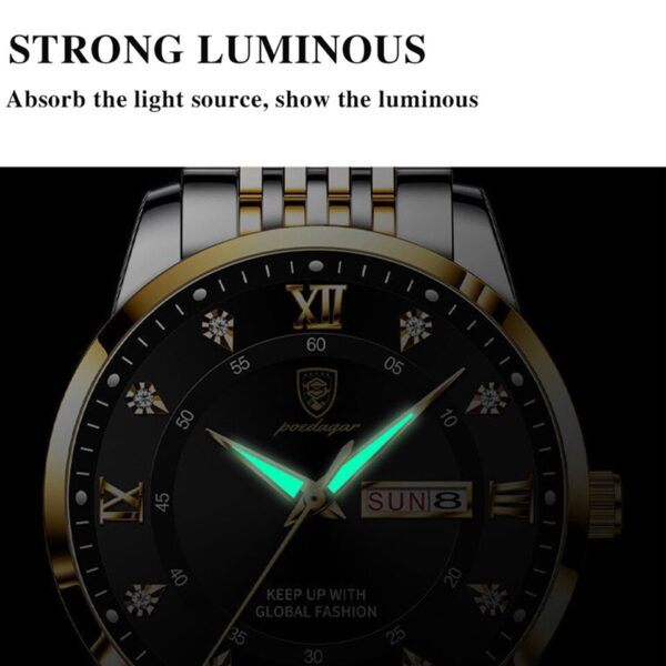 Men Watch Fashion High Quality Leather Watches Waterproof Luminous Week Date Top Brand Luxury Quartz Man Wristwatch - Image 4