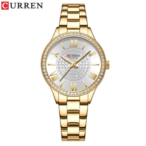 Rhinestones Rose Dial Fashion Watches with Stainless Steel Band New Quartz Wristwatches for Women - Image 3