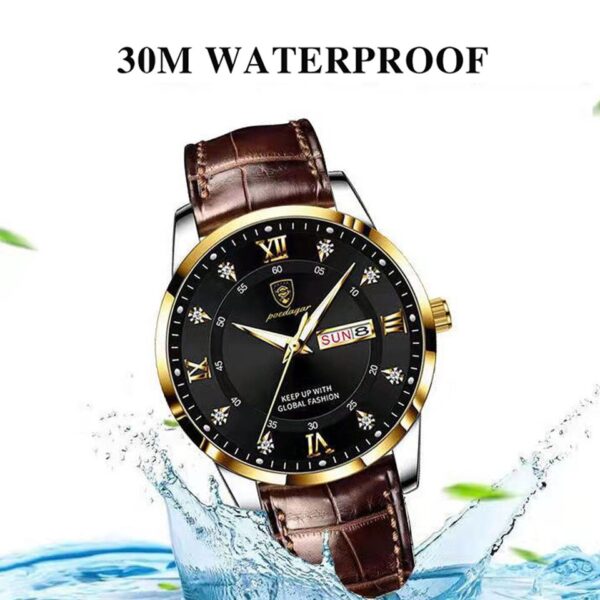 Men Watch Fashion High Quality Leather Watches Waterproof Luminous Week Date Top Brand Luxury Quartz Man Wristwatch - Image 10