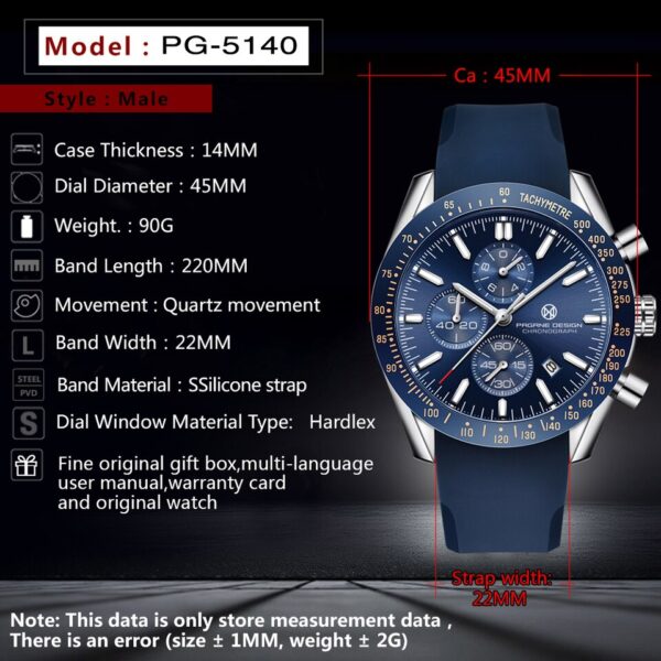 PAGANI DESIGN Business Men Quartz Watch Sapphire Steel Chronograph Cross Country Sports Waterproof Watches - Image 9