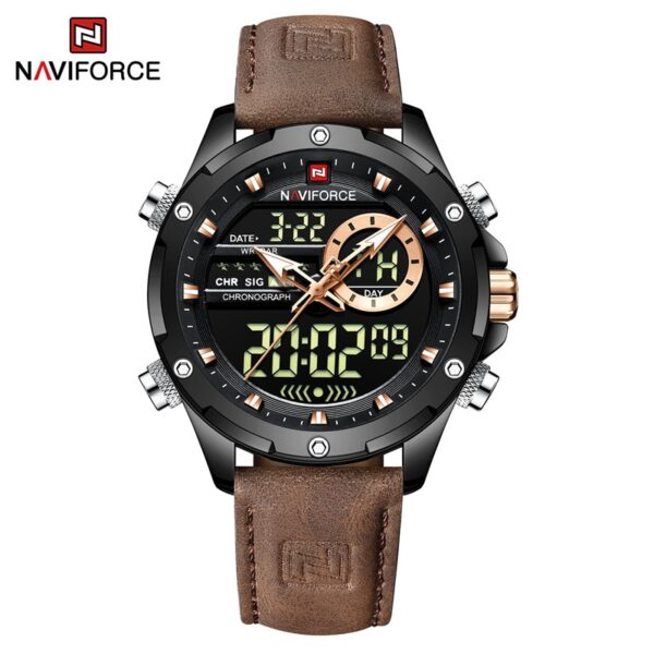 Luxury Brand Original Watches For Men Casual Sports Chronograph Alarm Quartz Wrist Watch Leather Waterproof Clock 9163 - Image 11